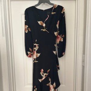 Alex Marie, size 12, Mid length Dress, black with large rose print